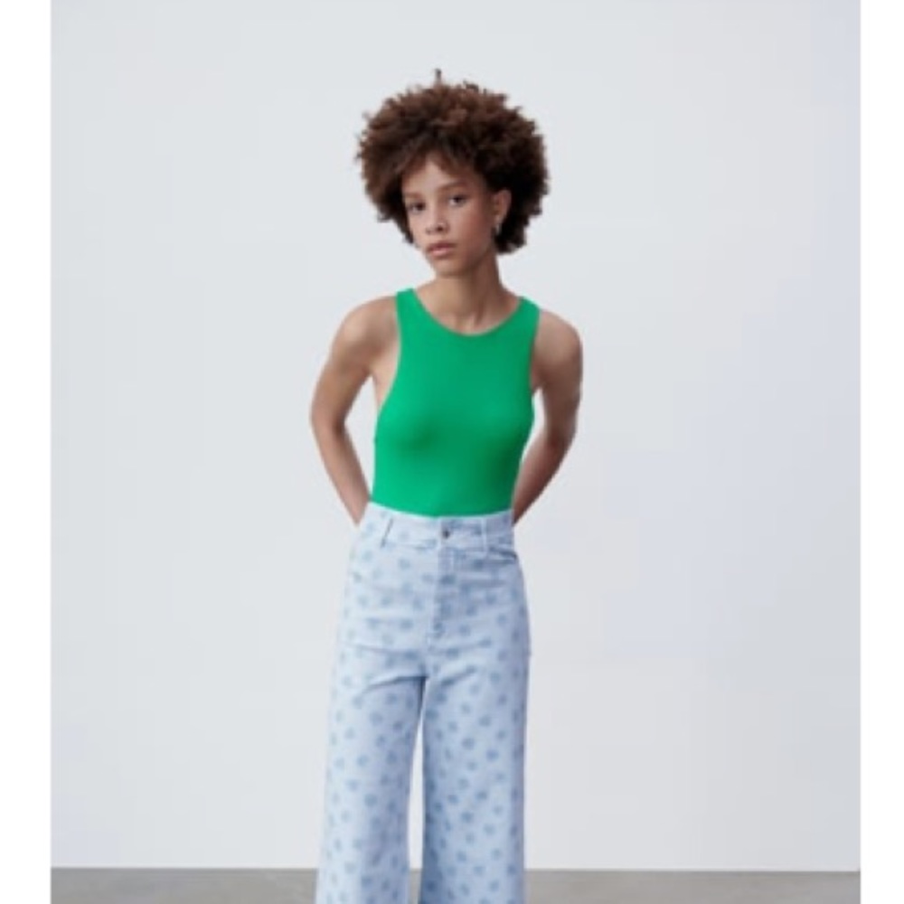 ZARA KELLY GREEN HALTER BODYSUIT💚